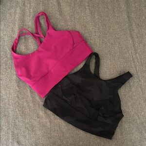 Lululemon Athletica Pink and Black Racerback Sports Bras